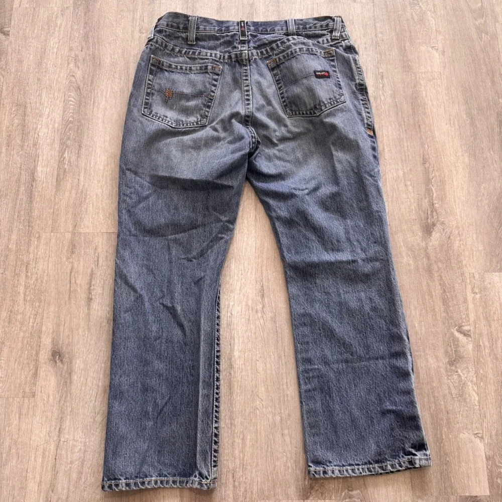 Ariat FR M4 Relaxed Boot Cut Jeans Mens 36x30 Blue Flame Resistant Distressed